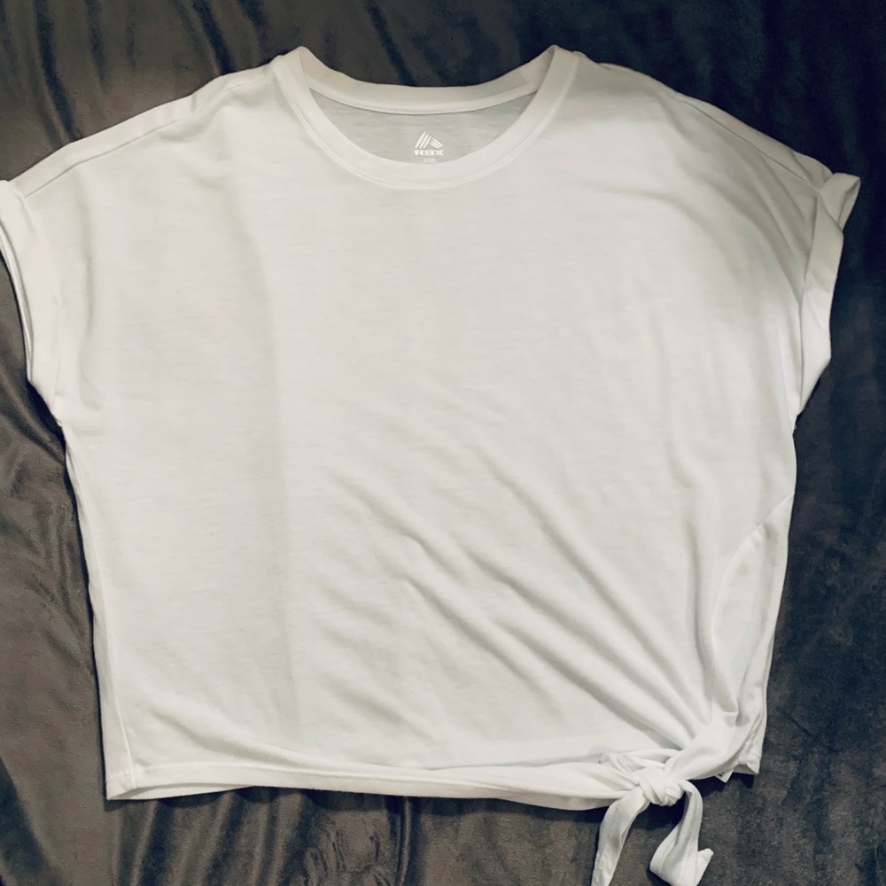 RBX White Short Sleeve T-Shirt with Waist Tie • Size Large • EUC